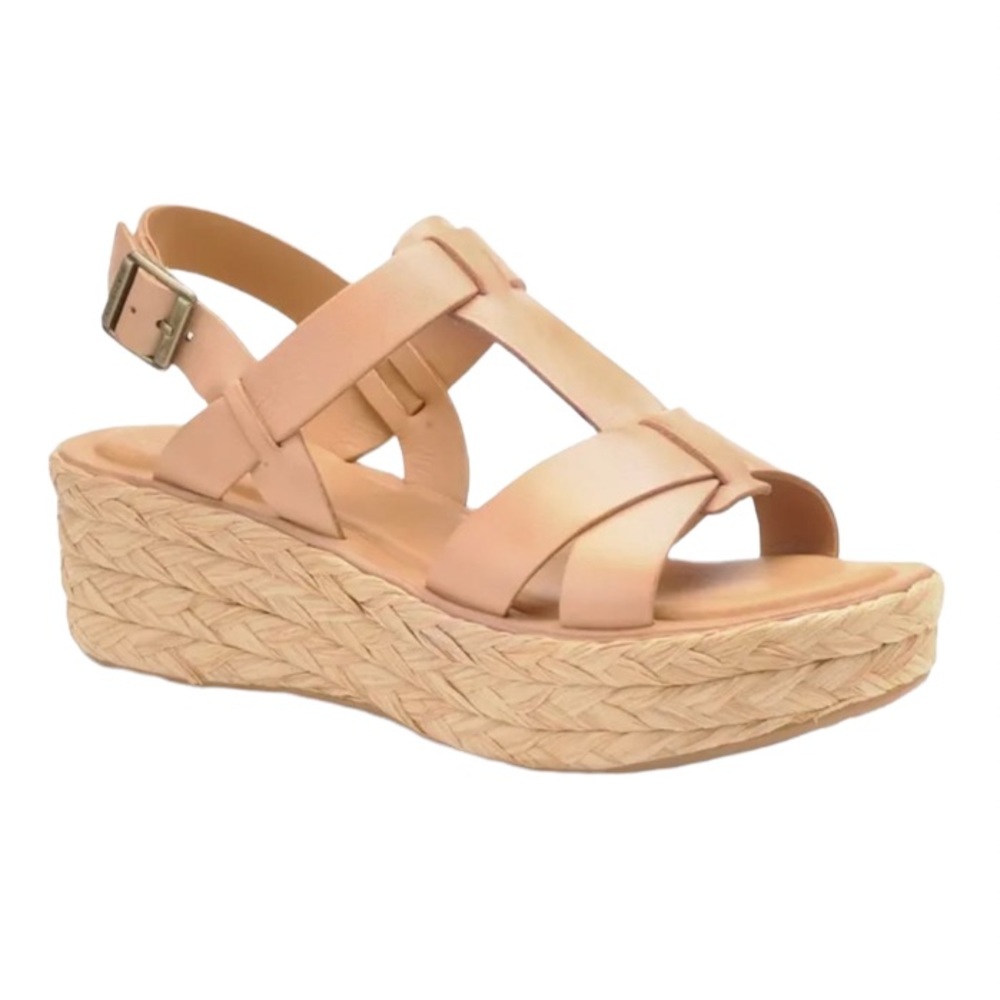 Kork-Ease Ande Tan Leather Espadrille Wedge Platform Sandals